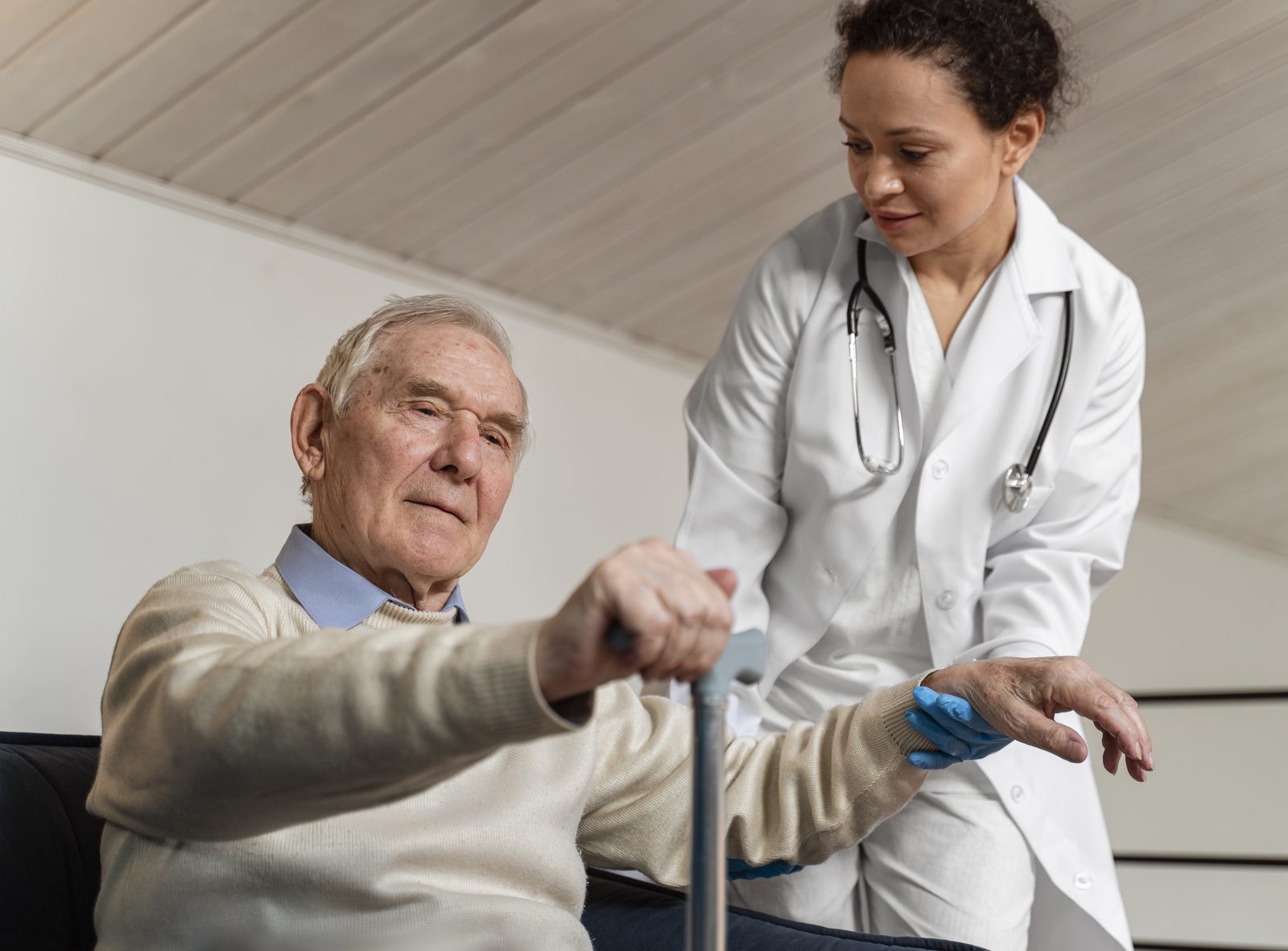 A therapist helping a patient rebuild strength